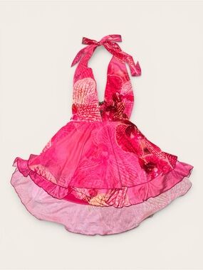 Windsor Fuchsia Floral Halter Mini Dress Size Small NWT